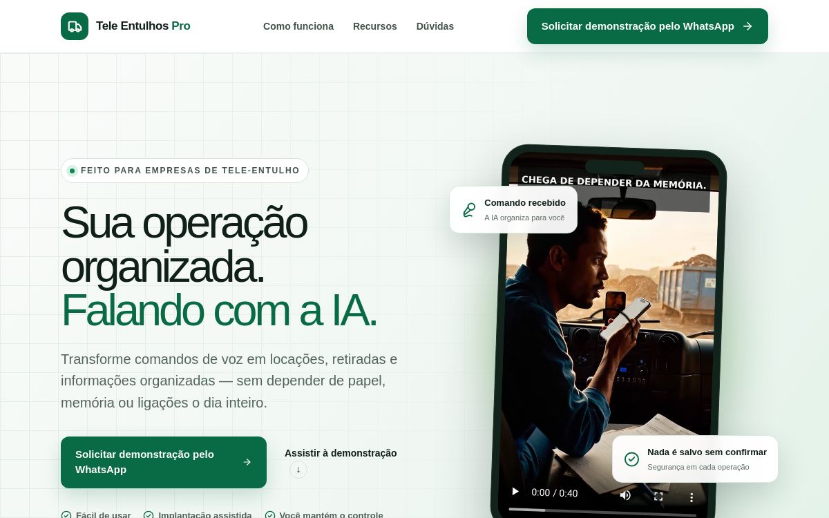 Prévia da página de apresentação: Tele Entulhos Pro